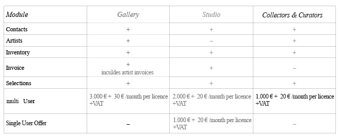 Price Liste art-file Studio